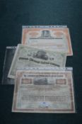 Three Railways Stock Share Certificates
