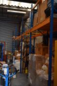*Four Bays Pallet Racking 3ft x 12ft Comprising Five Uprights and Six 11ft & Four 7ft Cross Beams (