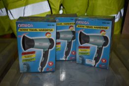*Three Omega Travel Hairdryers