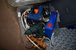 *Box Containing Glue Guns Hairdryers, Cable, and a Gloss Meter, etc.