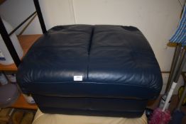 *Blue Leather Effect Pouffe