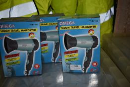 *Three Omega Travel Hairdryers