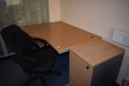 *Desk, Chair, and Three Drawer Unit