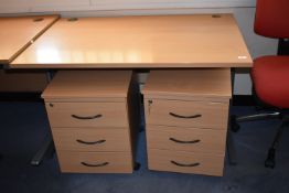 *Desk, and Two Three Drawer Unit