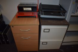 Three Drawer Unit, Two Drawer Filing Cabinet, and Two Comb Binders