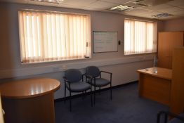 *Contents of Office to Include Desk 90x200x72cm, Chair, Shelf Unit, Cabinet, Four Drawer Filing