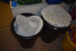 *Two Black Plastic Bins Containing Buffing Cloths for PowerHead Cleaners