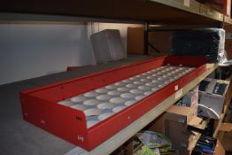 *Red Steel Bottle Tray 31x118cm