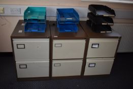 *Three Two Drawer Fling Cabinets and Three Sets of File Trays