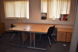 *Two Desks, Two Chairs, and Two Drawer Units
