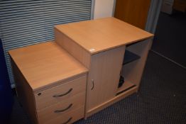 *Office Cupboard with Sliding Doors 60x75cm x 73cm tall, and a Three Drawer Unit 61x44cm x 57cm tall