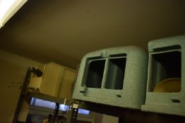 *Contents of Top Shelf to Include Two Cream and One Blue Tubs, and Casings for Power Base Carpet