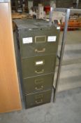 *Vintage Green Four Drawer Foolscap Filing Cabinet with Brass Handles