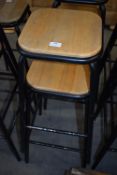 *Two Wood Seated Tubular Framed Stackable Barstools