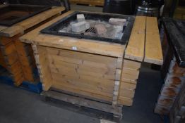 *Steel Fire Pit in Softwood Surround