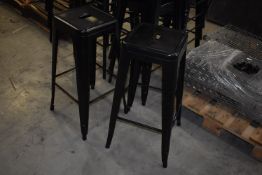 *Two Industrial Style Black Metal High Seat Stools