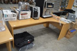 *L-Shape Office Table with Righthand Return in Light Oak Finish
