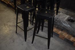 *Two Industrial Style Black Metal High Seat Stools