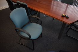 *Eight Tubular Framed Boardroom Chair with Upholstered Seats, Backs, and Arms