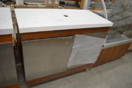 *Corian Top Mobile Preparation Unit Enclosed by Stainless Steel Doors