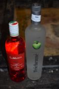 1x 70cl of Sambuca Raspberry and 1x 70cl of Teichenne Green Apple