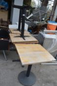 Five 60cm Square Wood Topped Pedestal Tables