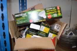 Box of Various Electrical LED Lightbulbs, etc. and