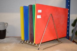Set of Colour Coded Chopping Boards in a Rack