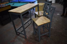 *Wooden Breakfast Bar and Two Barstools