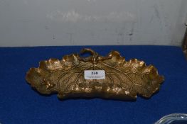 Bronze Lotus Leaf Dish with Frog