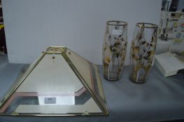 Glass Lamp Shade and Two Vase