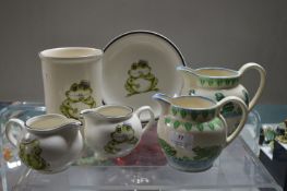 Four Frog Pottery Jugs by Arthur Wood and Moorland