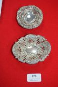 Two Hallmarked Sterling Silver Pierced Dishes ~51g
