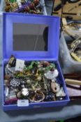 Jewellery Box Containing Vintage Costume Jewellery