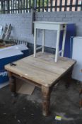 Pine Topped Kitchen Table plus a White Painted Des