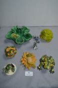 Seven Assorted Frog Ornaments
