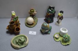 Eight Assorted Frog Ornaments