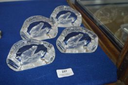 Four Glass Frog Paperweights by Capredani