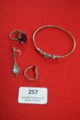 Silver Jewellery: Two Rings, Bracelet, and a Singl