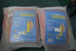 Two Packs of Adult One Size Ponchos