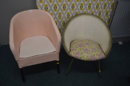 Two Retro Basket Weave Bedroom Chairs
