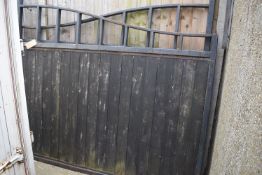 *Two Metal Framed Gates with Wood Inserts 7ft long 75” tall