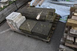 *Six York Stone Wall Caps, and Two Corner Posts Tops