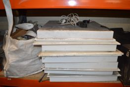 Seven Ceiling Lights and a bag of Hinges, Fixings,