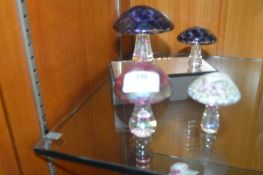 Four Decorative Glass Mushrooms