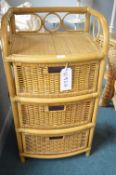 Bamboo & Wicker Three Drawer Chest