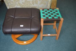 G-Plan Relaxateeze Leather Stool plus Rattan Style
