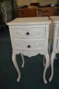 Cream Painted Shabby Chic Two Drawer Cabinet on Ca