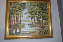 Oil on Board Riverscape by David Sheppard