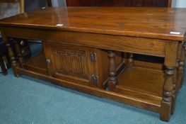 Retro Oak Coffee Table with Two Nesting Tables